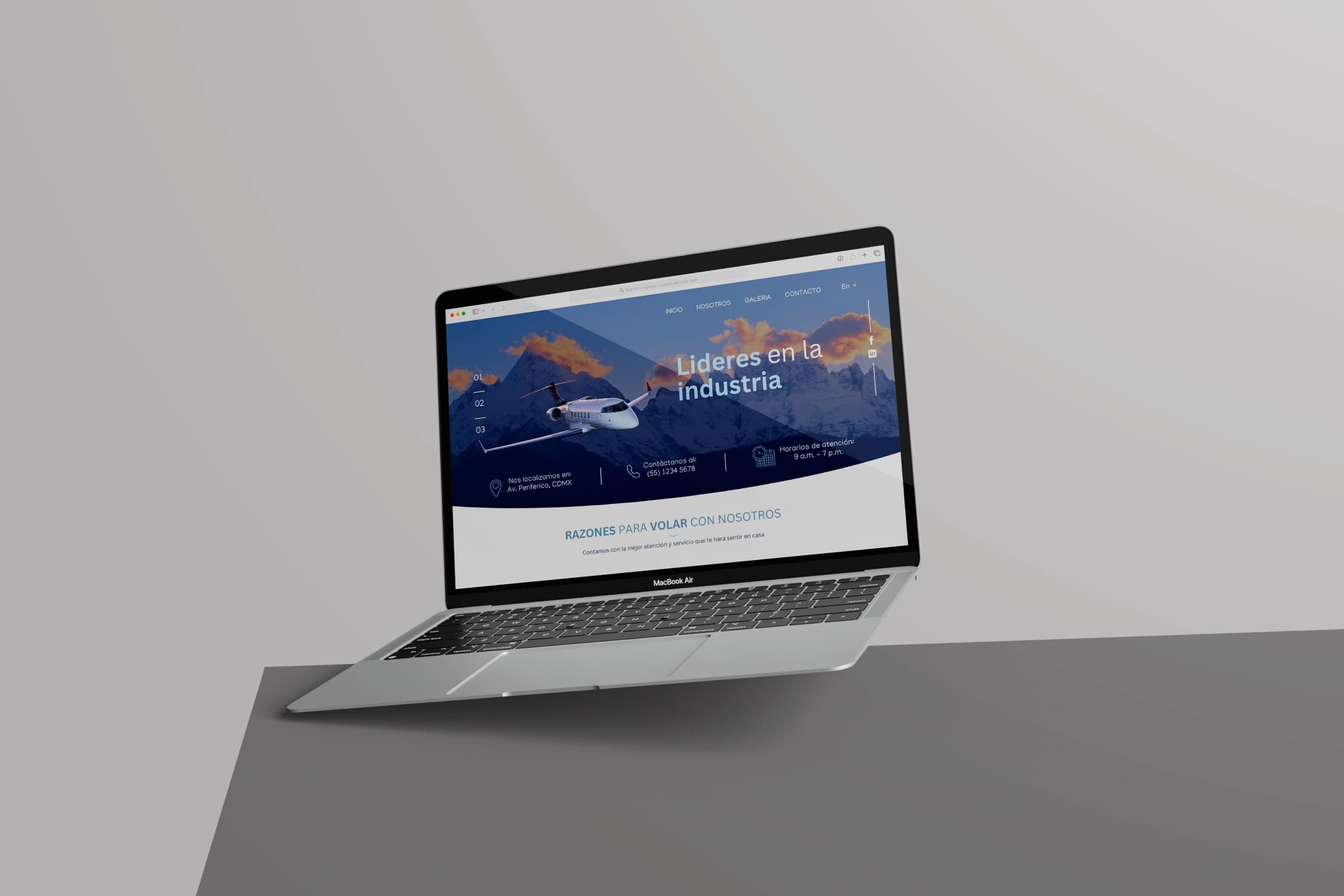 Sitio web de AERON en una laptop