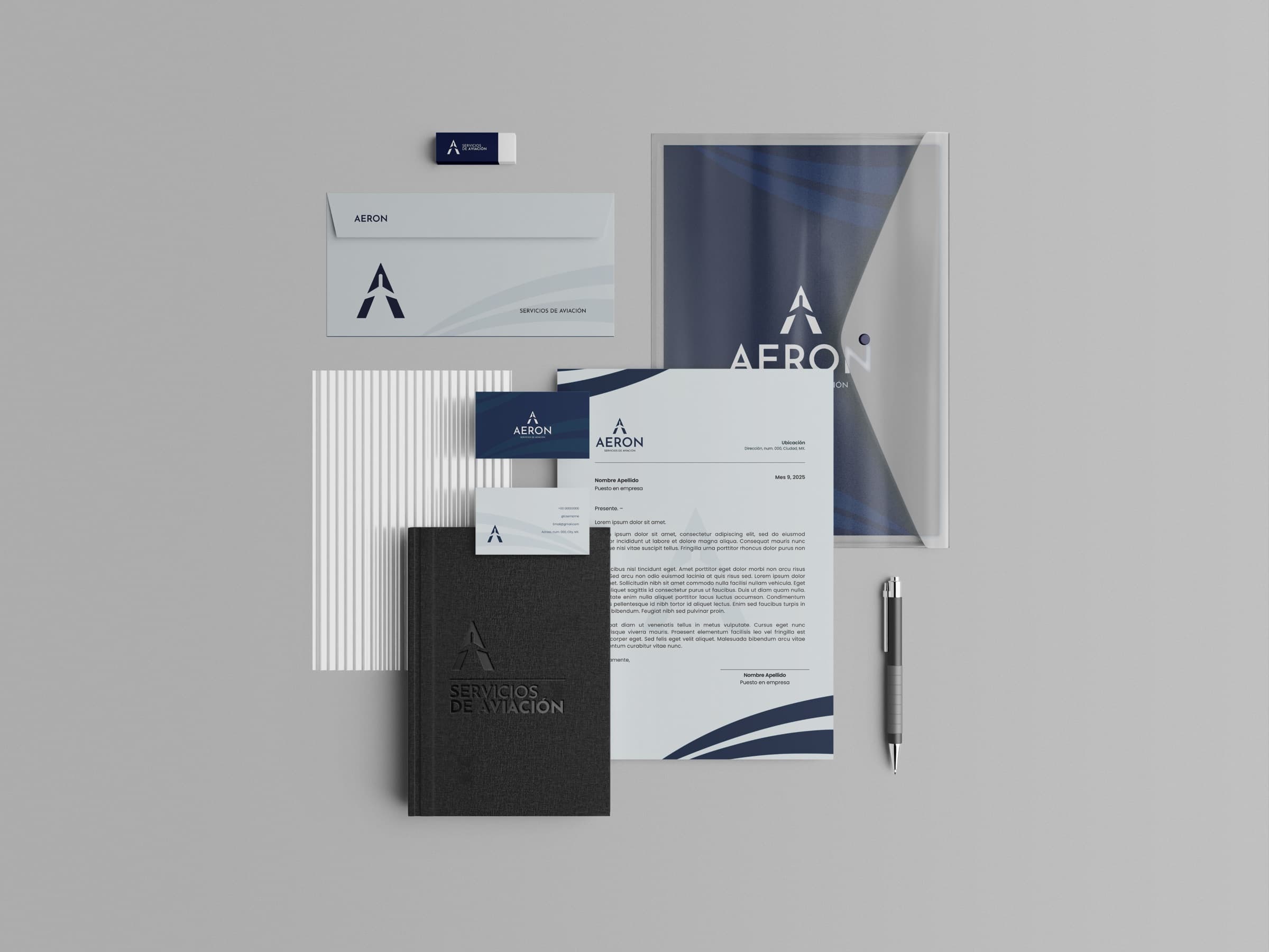 Papelería corporativa de AERON