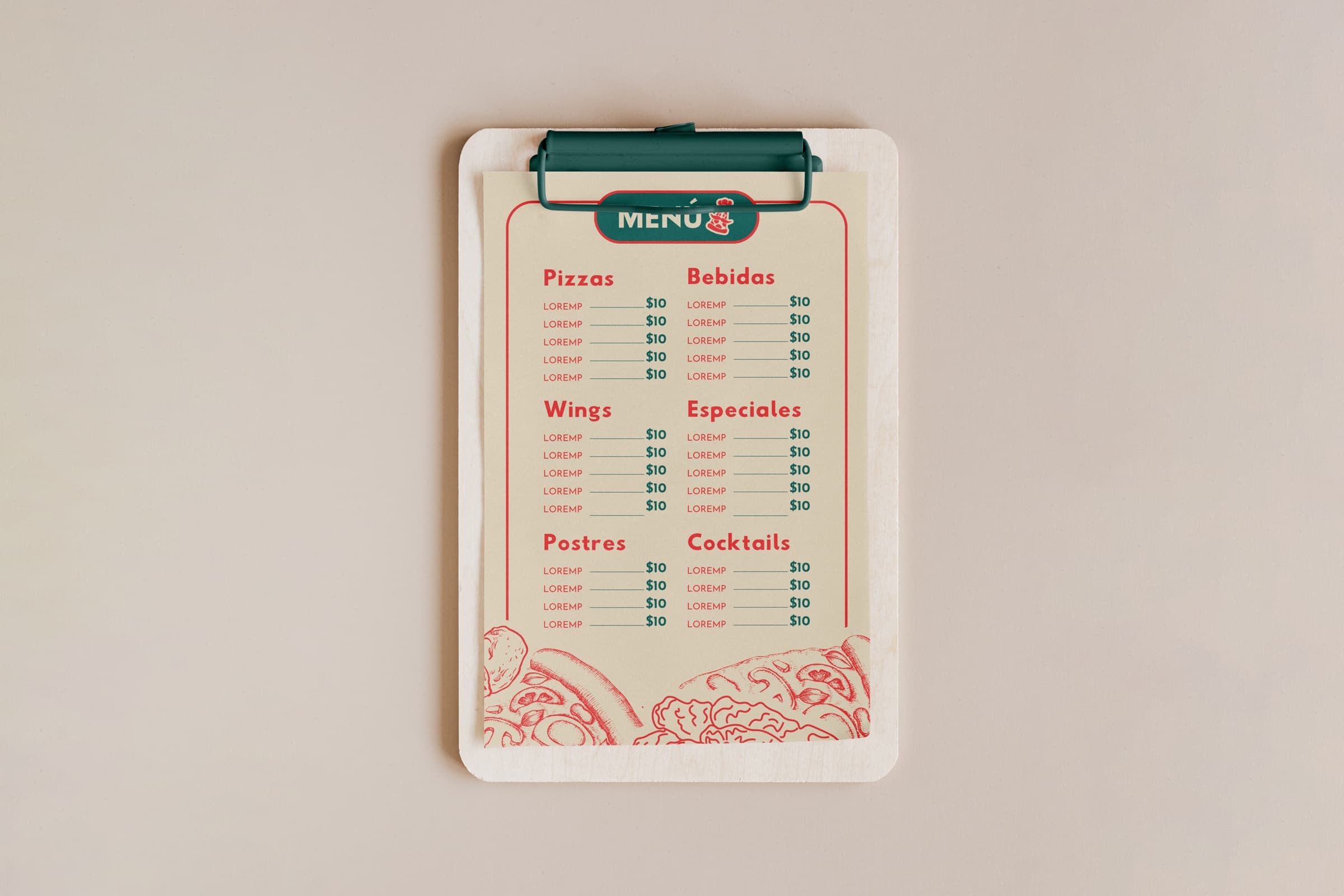 Menú impreso de JOE’S