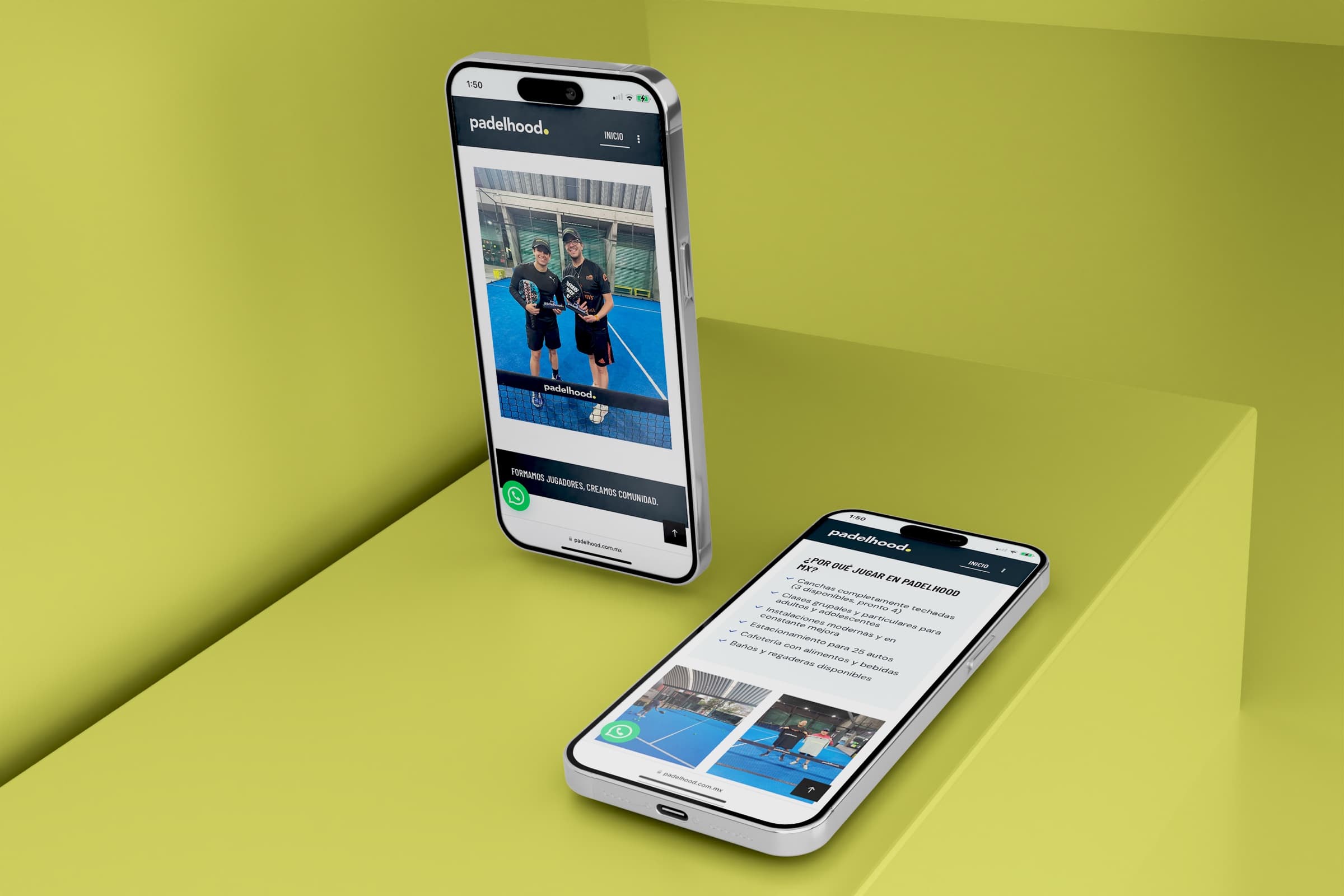 Contenido de Padelhood en dos celulares